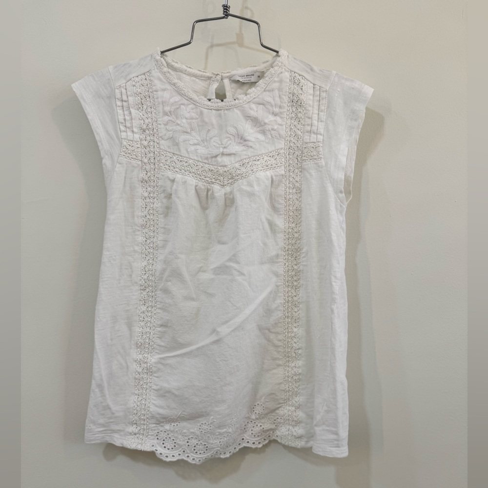 Lucky Brand White Lace Detail Women's Top